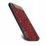 Wholesale iPhone X (Ten) Sparkling Glitter Chrome Fancy Case with Metal Plate (Red)